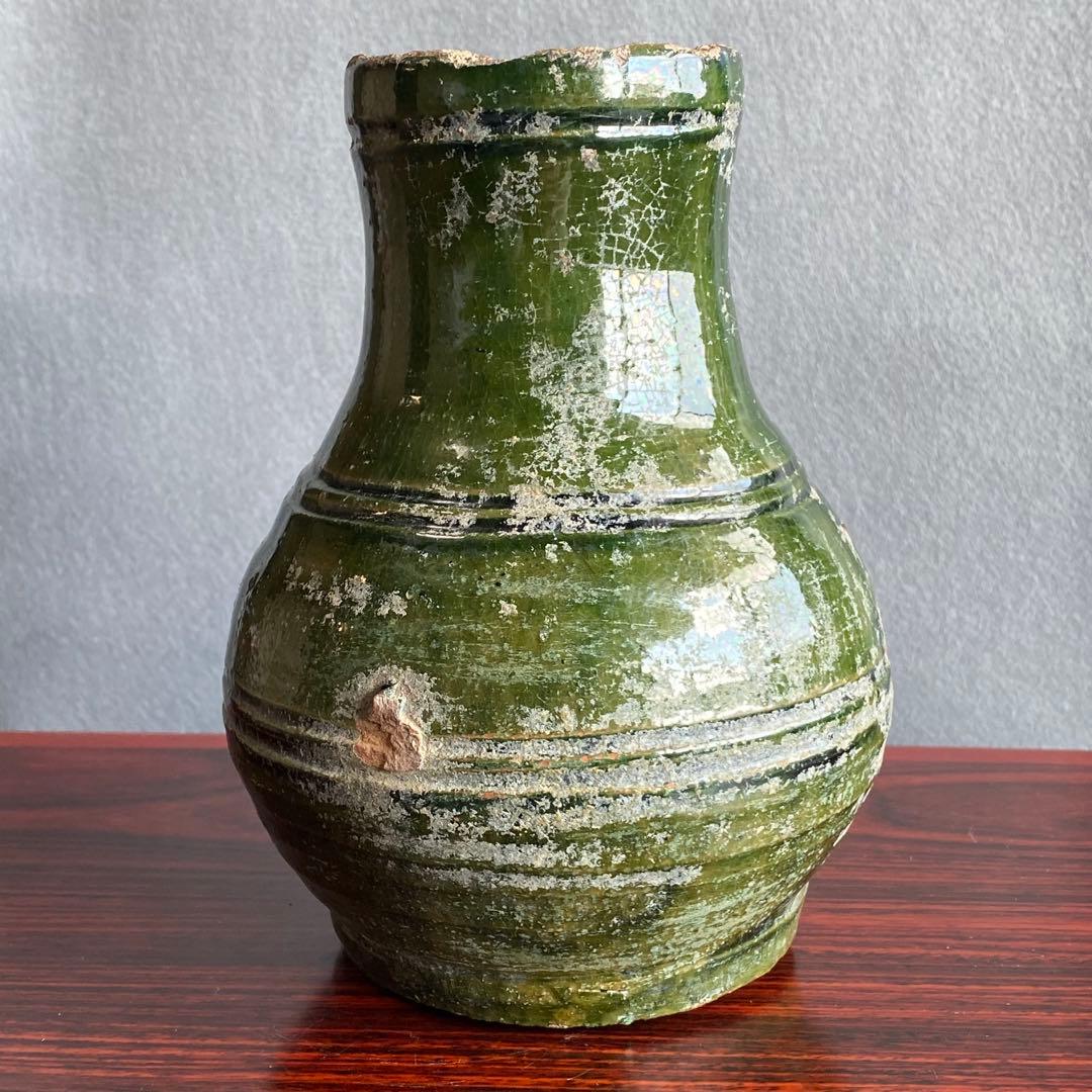 緑釉小壷　出土品　奈良時代〜平安時代　骨董品