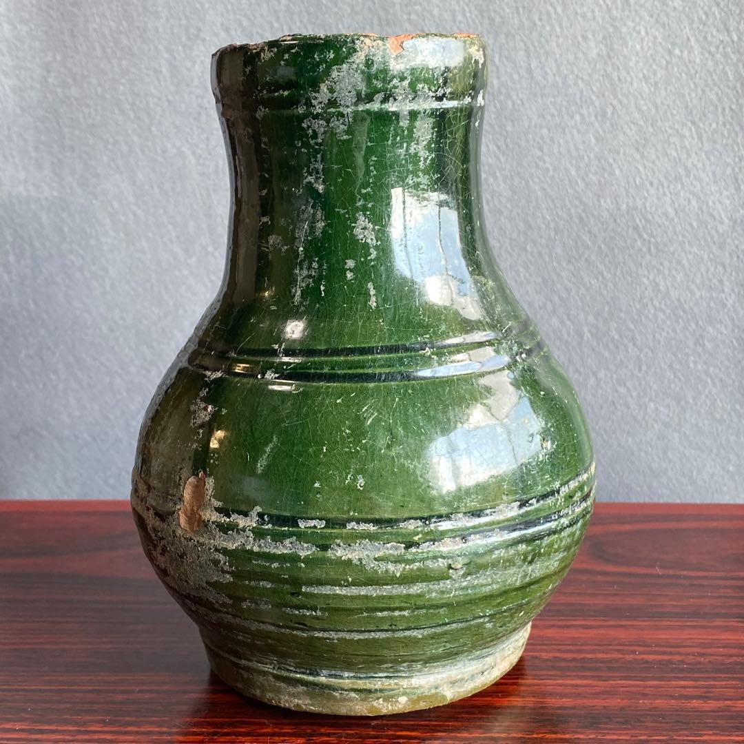 緑釉小壷　出土品　奈良時代〜平安時代　骨董品