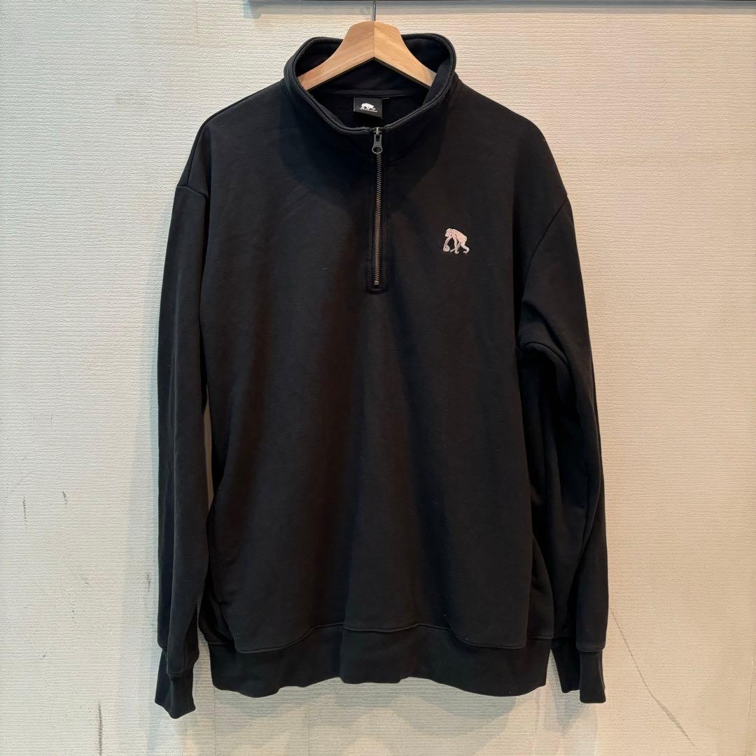 エゴザル EGOZARU ハーフジップ スウェット 黒 XL