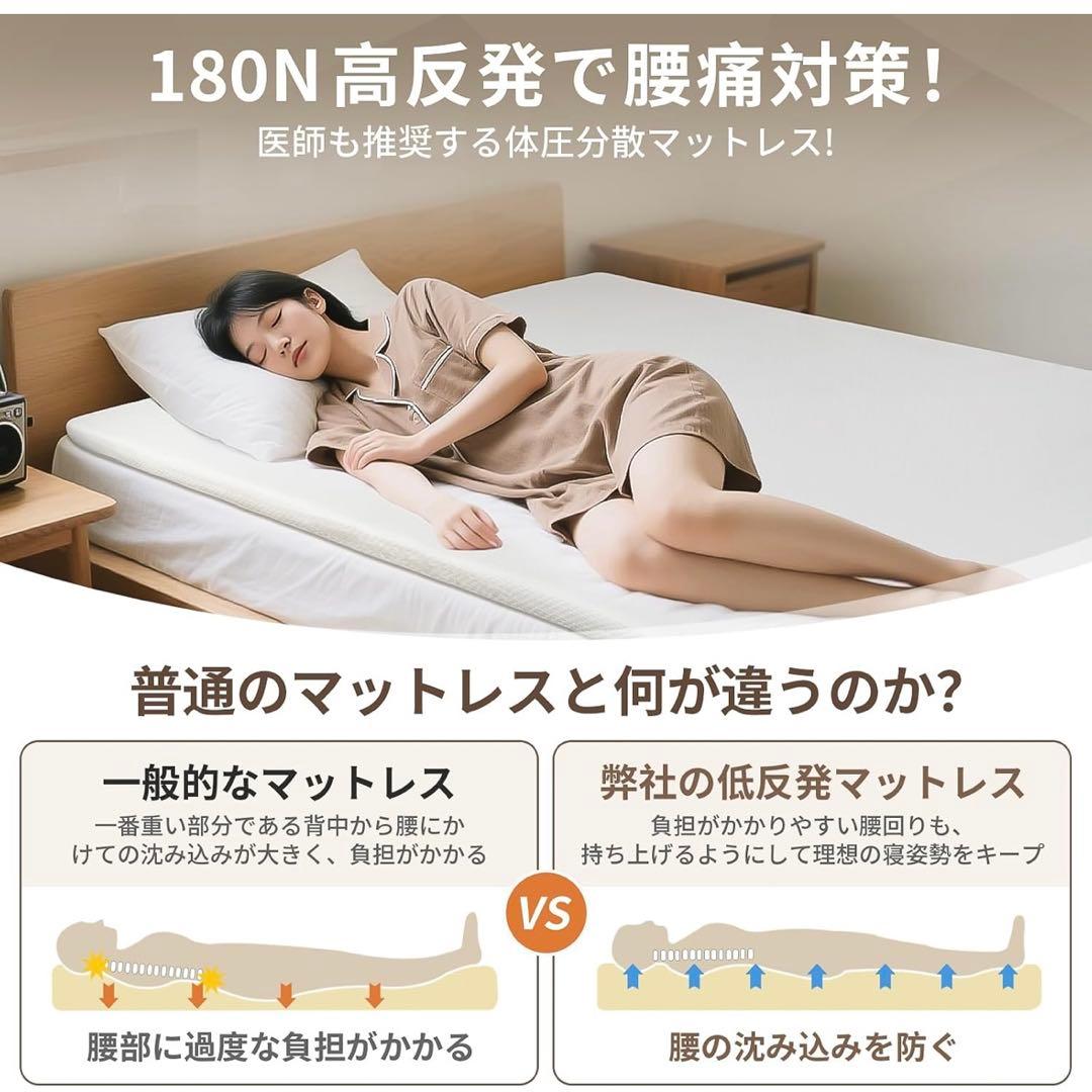 マットレス 180N高反発 セミダブル 敷布団5cm 洗える 120×200