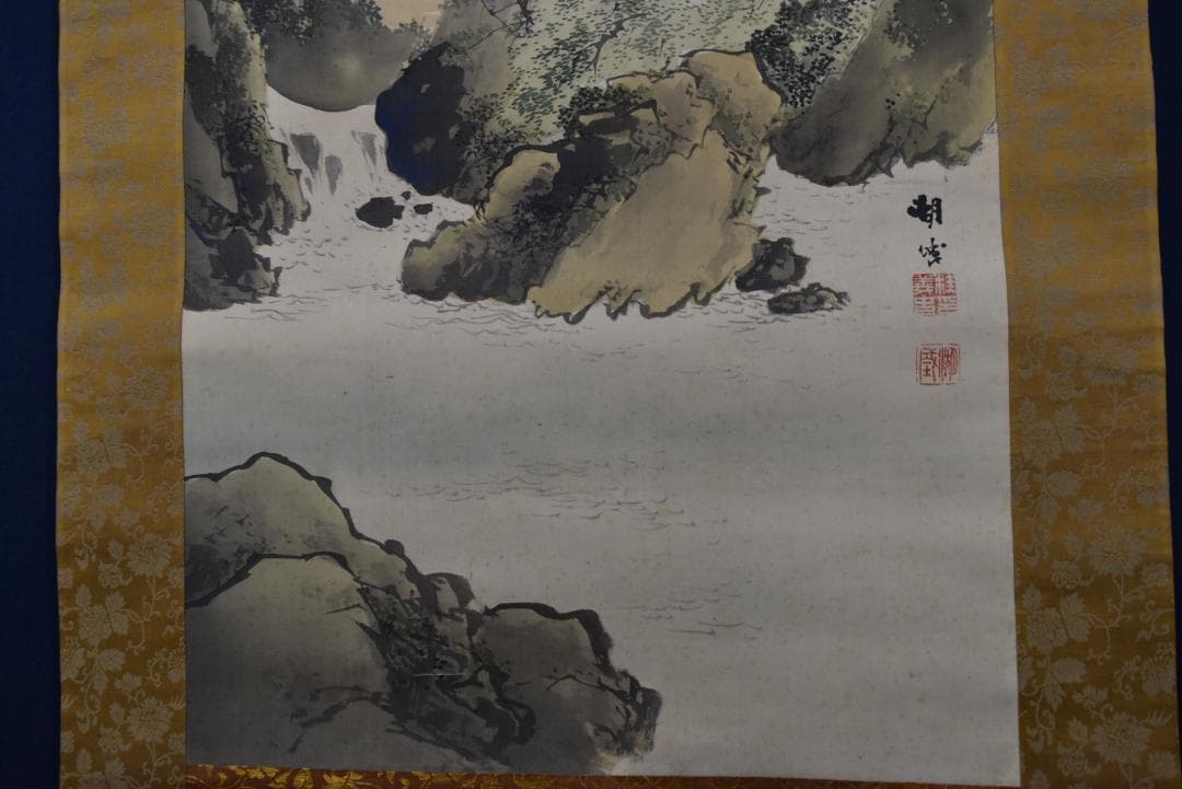 桂田湖城/秋渓山水図/秋景山水図/掛軸☆宝船☆Z-738
