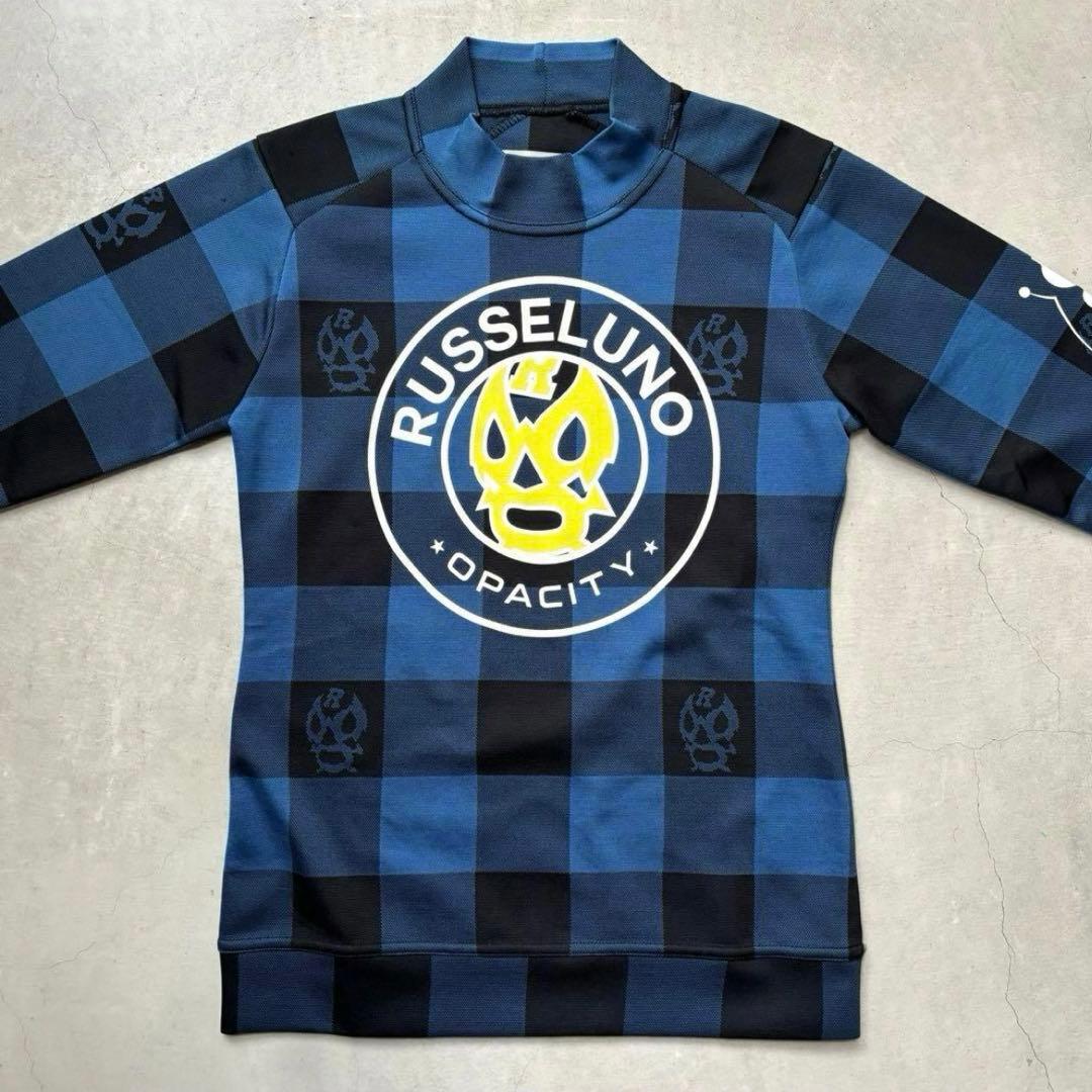 【美品】RUSSELUNO ハイネック 長袖Tシャツ ルチャ チェック柄