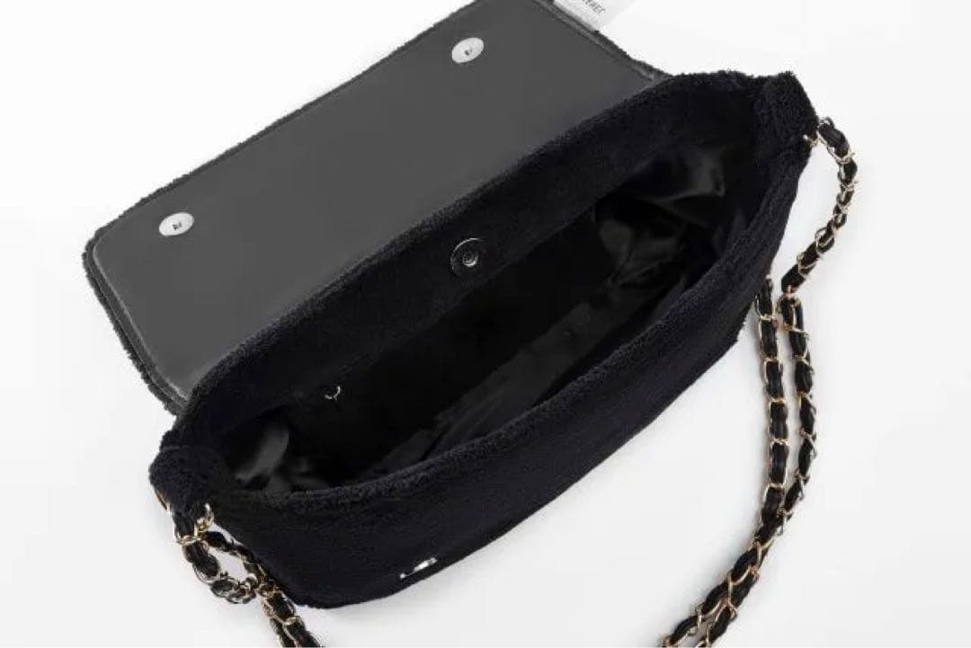 訳あり品 CHANELシャネル ミニバッグ ポーチ ブラック×ホワイト チェーン