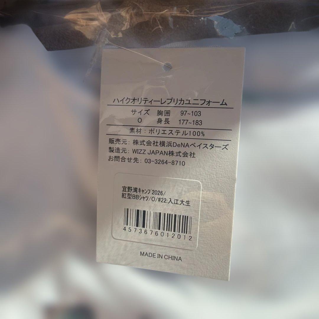 【完売品】宜野湾キャンプ2026 紅型ベースボールシャツ　#22入江　Oサイズ