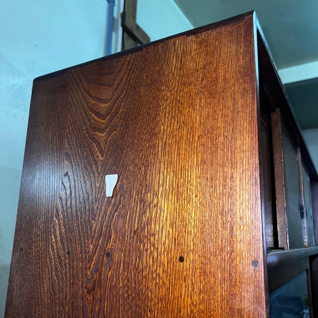 昭和レトロ 茶箪笥 欅 和家具 ガラス戸 飾り棚 高さ約170cm
