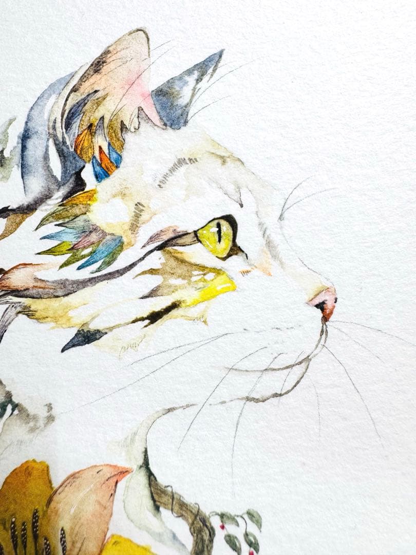 猫 原画 額装込み　#01