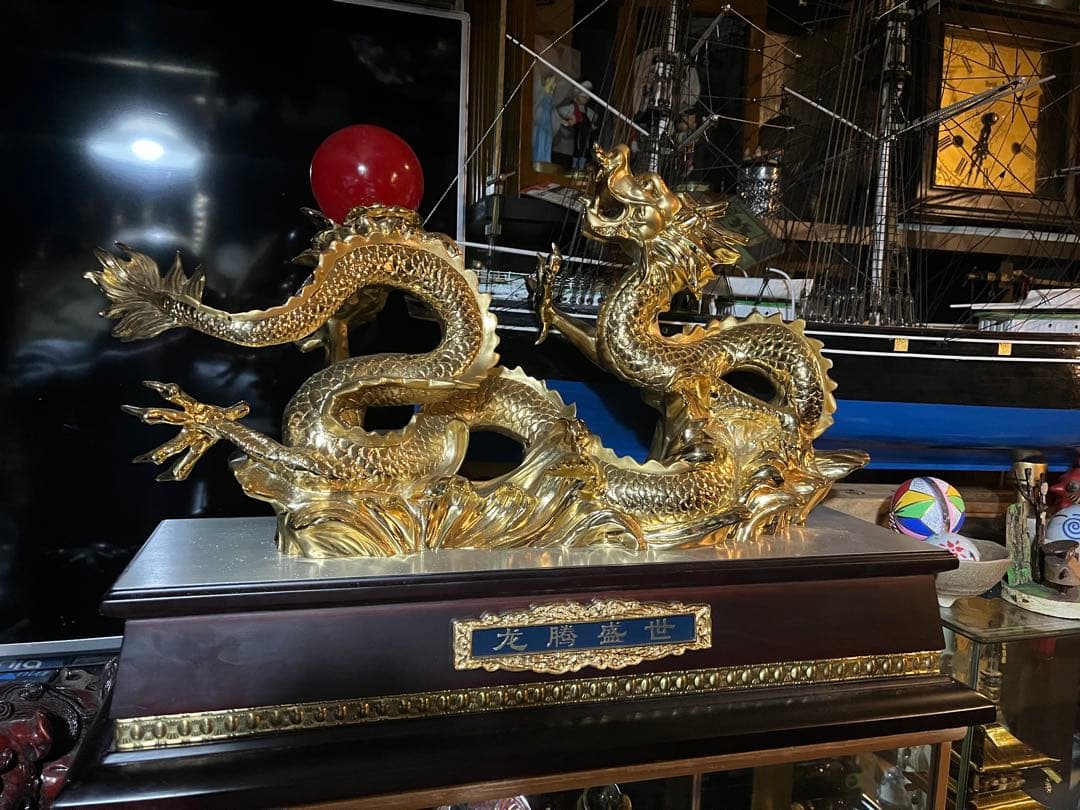 龍の置き物、金龍、50センチ、金色の龍、龍 24鍍金龍の置き物、