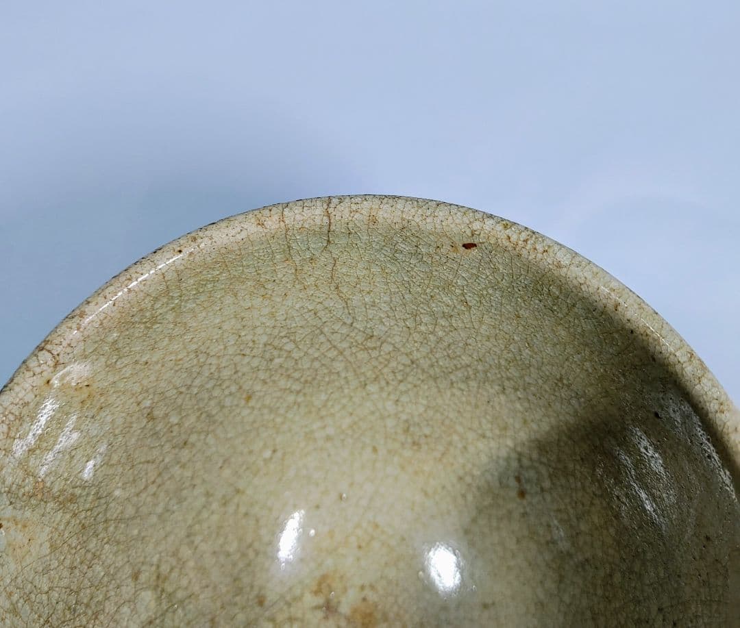 御深井焼　萩図呉須茶碗