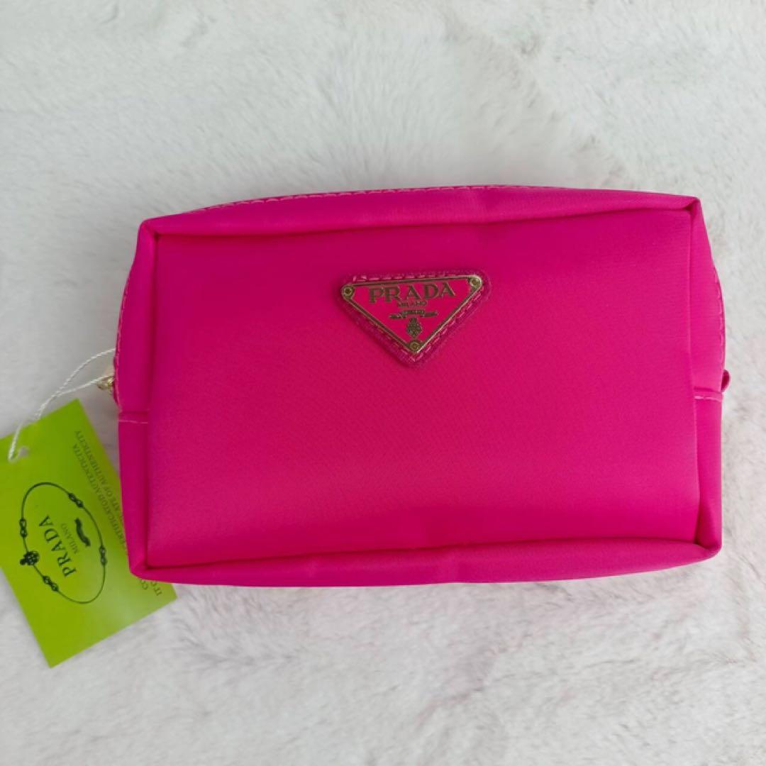 PRADA ノベルティ ナイロン ピンク ポーチ ボックス型 pr1