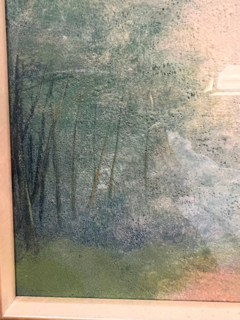 心落ち着く油絵　山道　宇佳　サイズ絵画22.7X15.7額40X23x5.8㎝