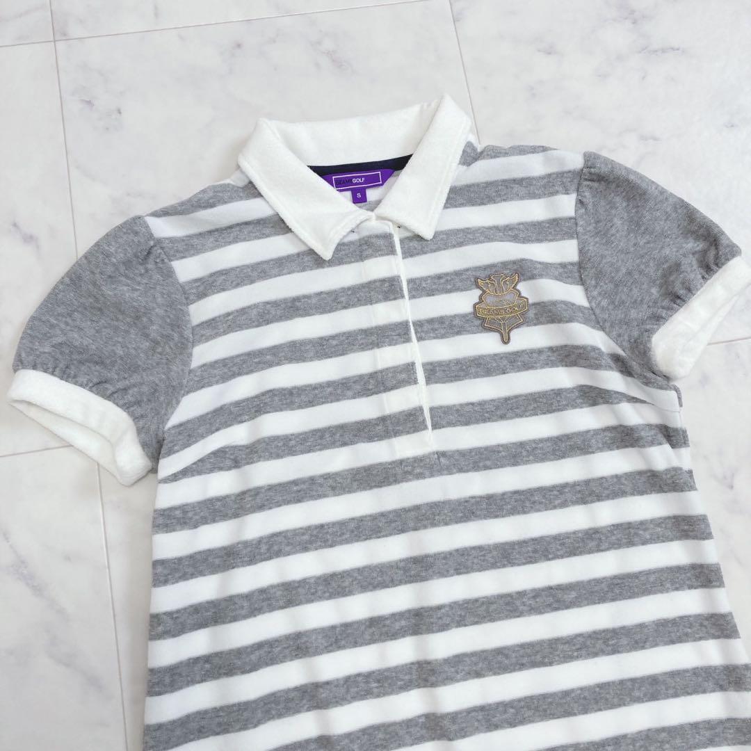 BEAMS GOLF ポロシャツワンピース パイル ボーダー S ゴルフウェア