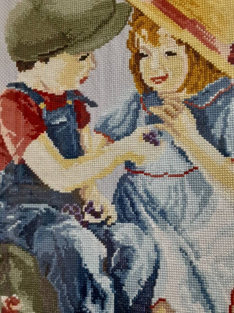 クロスステッチ☆刺繍☆男の子と女の子♪壁掛け