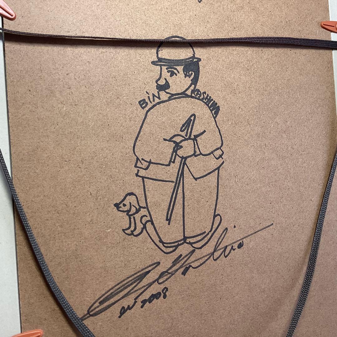 【美品】ビン・カシワ　額装　アートポスター　直筆サイン　直筆イラスト　希少　レア