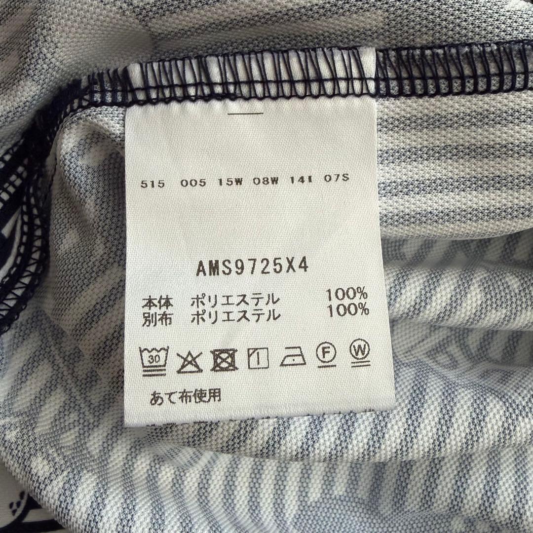 【美品】アンパスィ　総柄　半袖　ポロシャツ　ストライプ柄　ゴルフウェア　LL