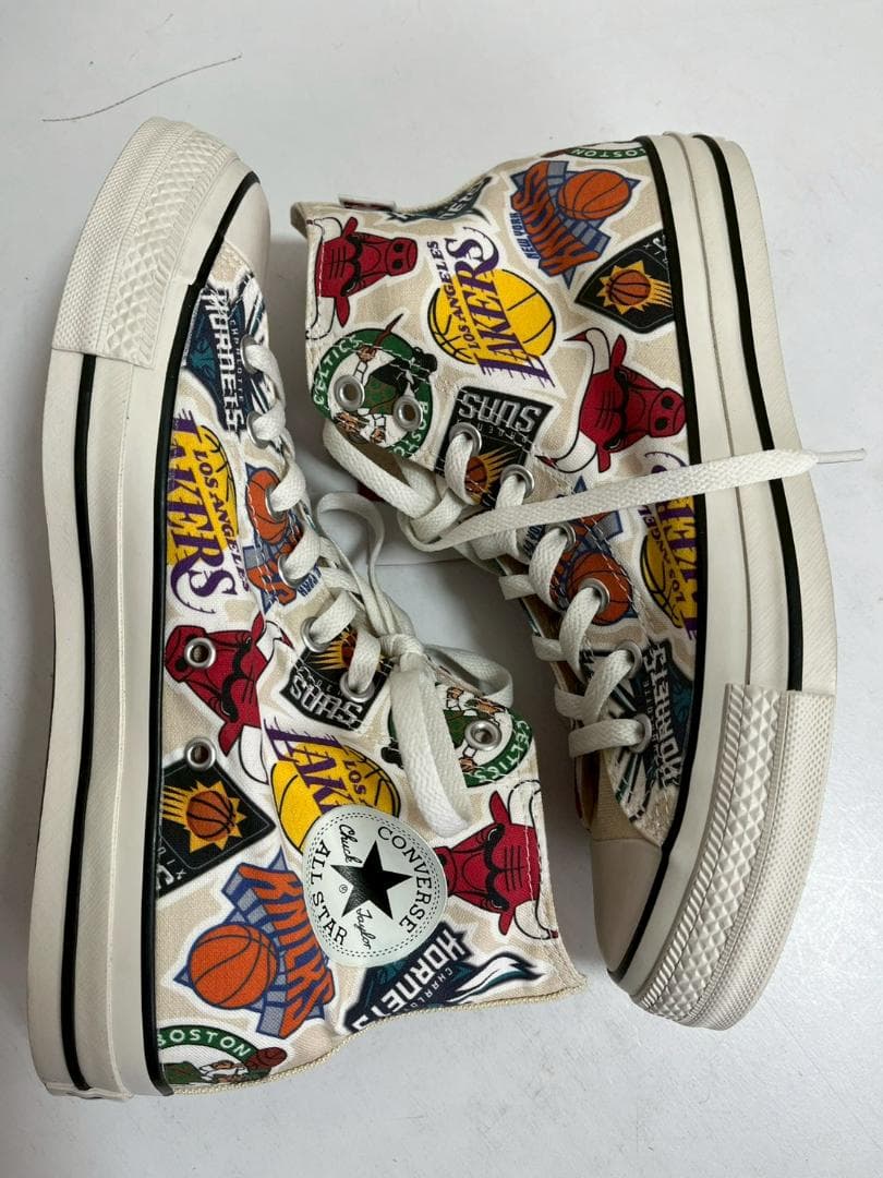 コンバース×NBAコラボスニーカー◆27cm・ハイカット・NBAバスケチームロゴ