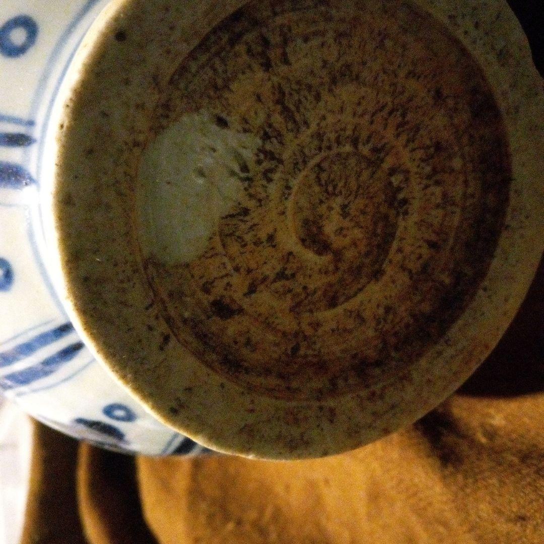 中国陶磁器　元染付け　青白磁の人物画花瓶