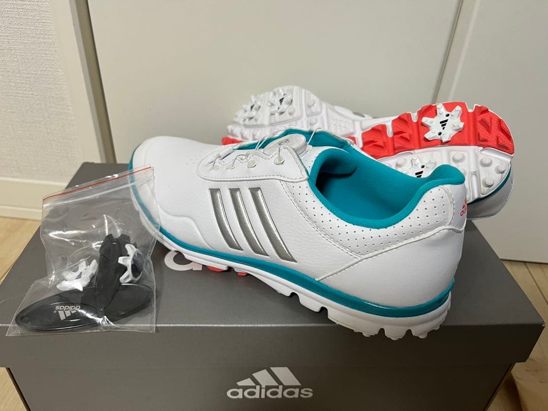 健二 [新品未使用]adidas ゴルフシューズ ホワイト/ターコイズ