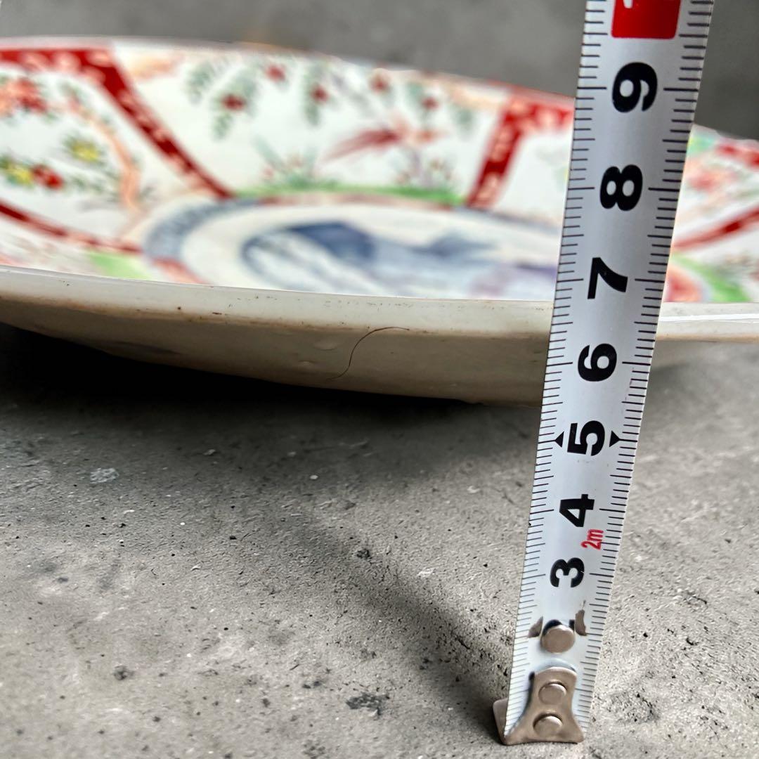 41.5cm 超特大 古伊万里 赤絵 骨董 飾り皿 伊万里焼（大型・送料込)