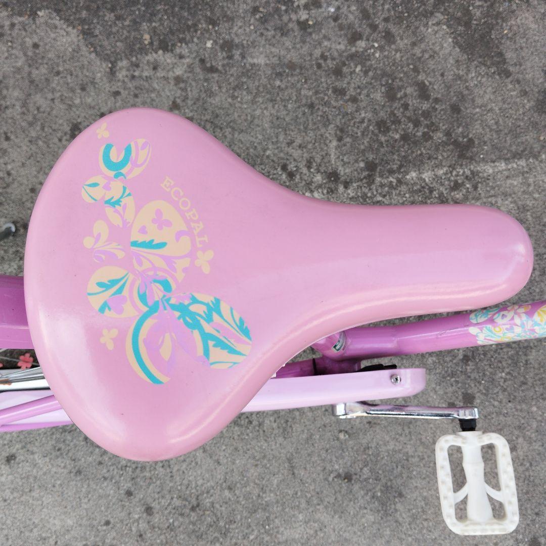 ブリジストン　子供用自転車 ピンク 花柄 前面バスケット付き