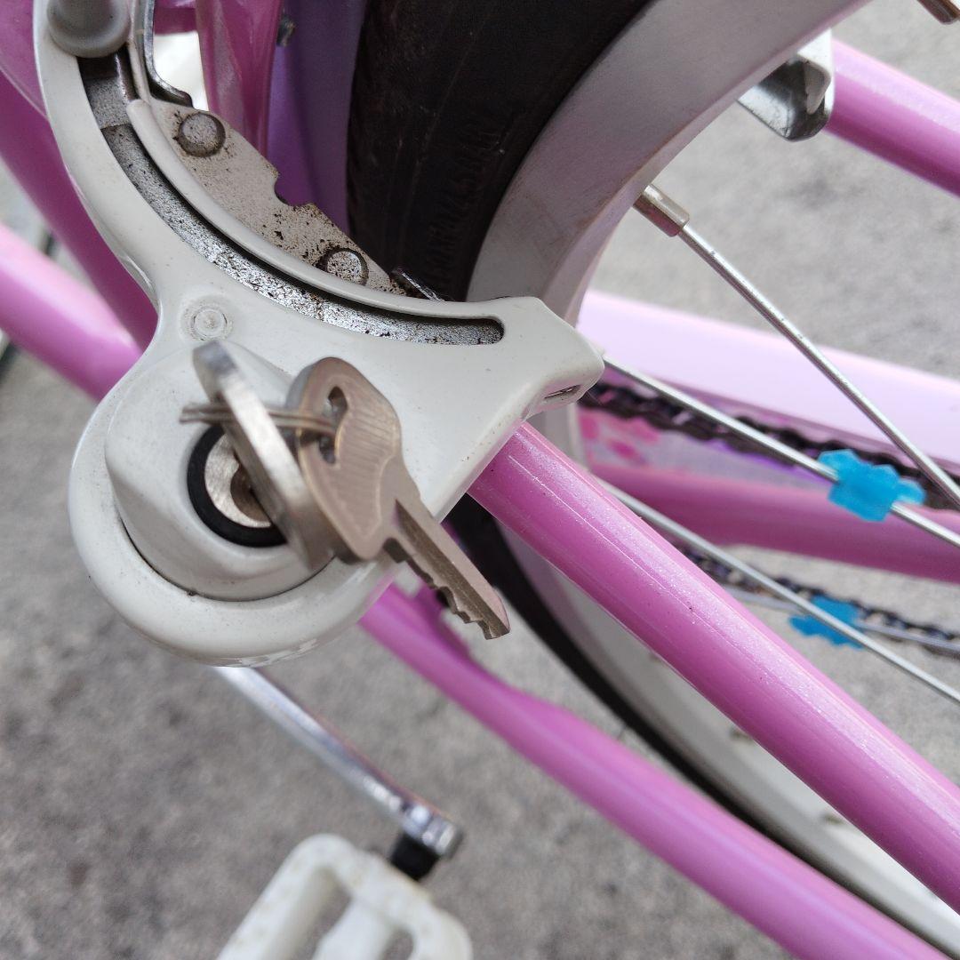 ブリジストン　子供用自転車 ピンク 花柄 前面バスケット付き