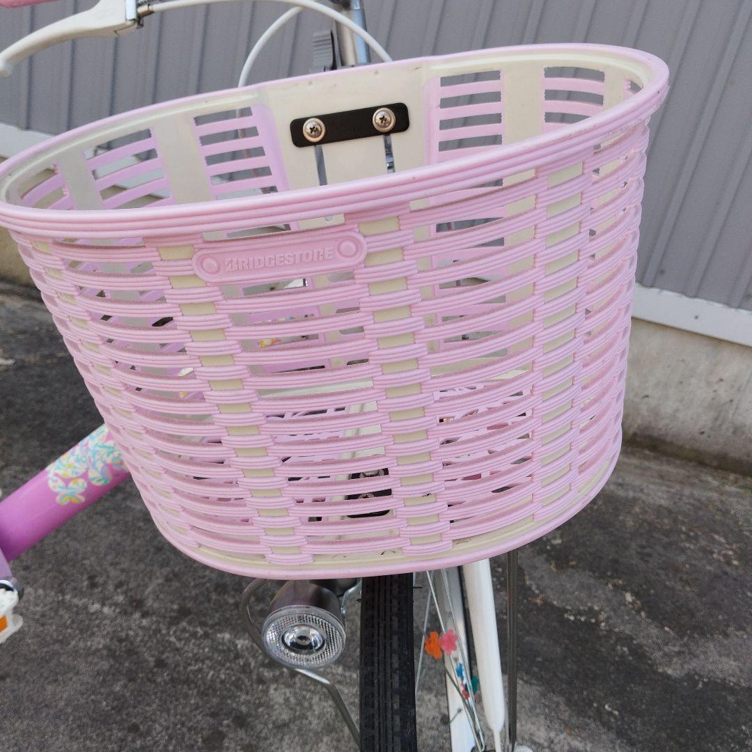 ブリジストン　子供用自転車 ピンク 花柄 前面バスケット付き