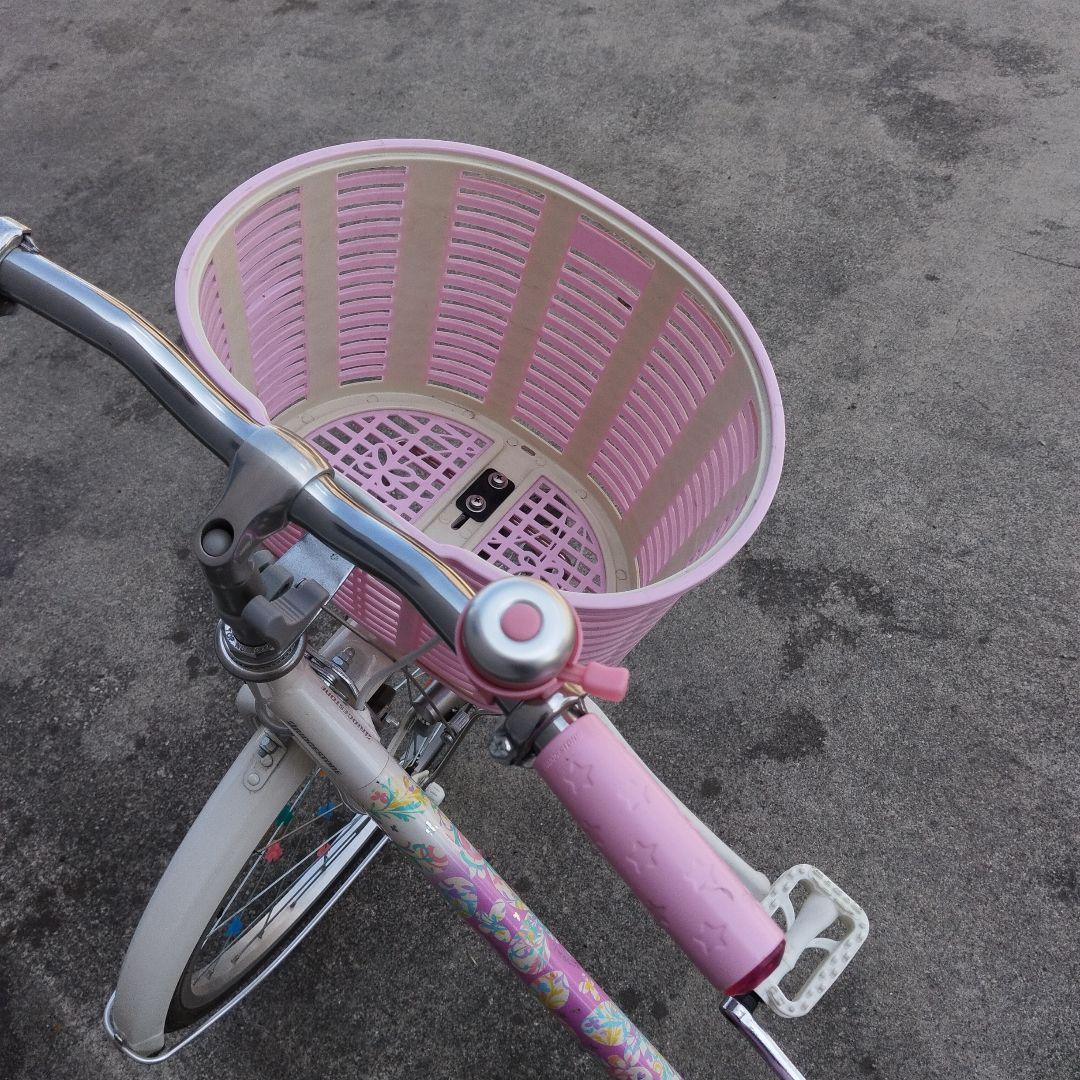ブリジストン　子供用自転車 ピンク 花柄 前面バスケット付き