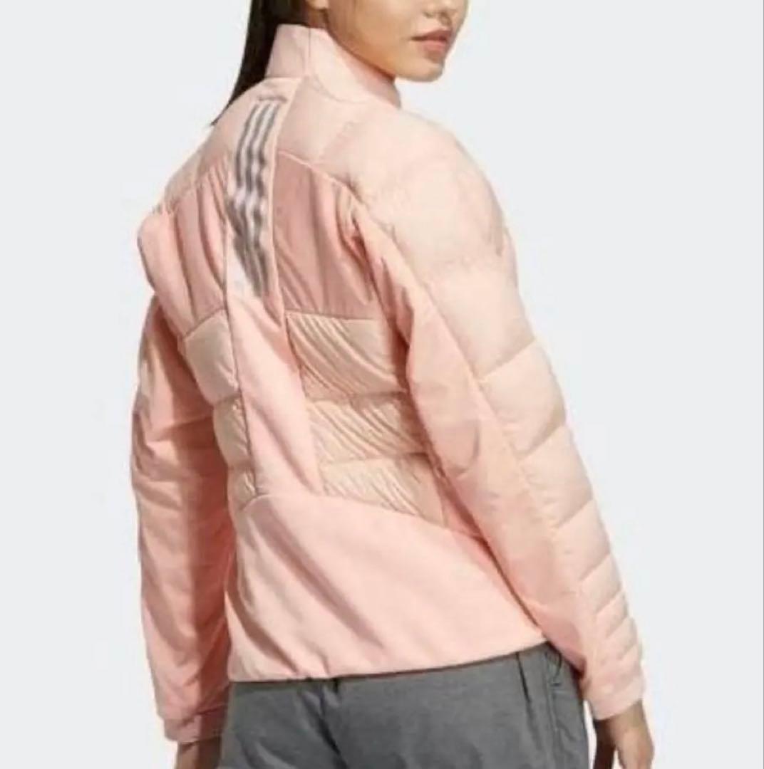 未使用adidas ゴルフピンク ダウンジャケット　3ライン入リ　異素材