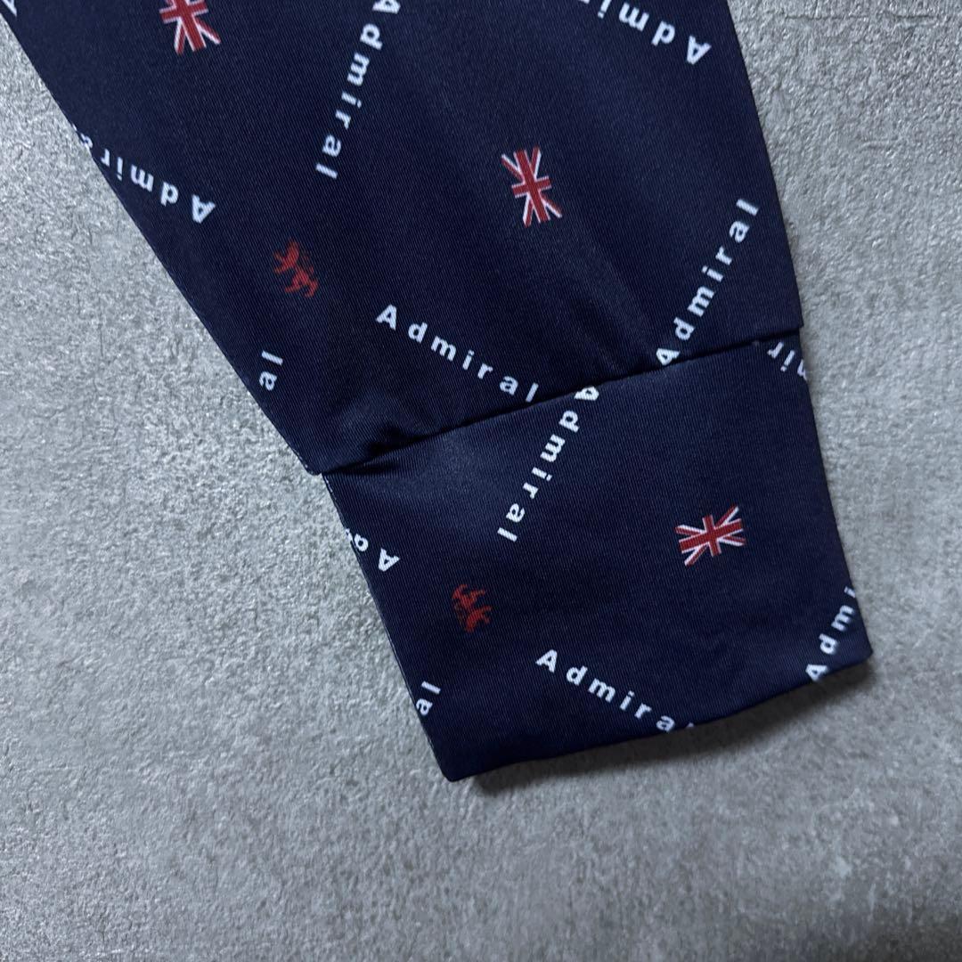Admiral GOLF アドミラルゴルフ 総柄ロゴ ポロシャツ ネイビー LL