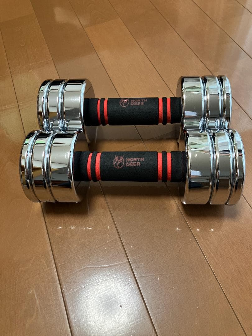【美品】Northdeer 可変式 ダンベルセット 5kg×2個 鏡面仕上げ