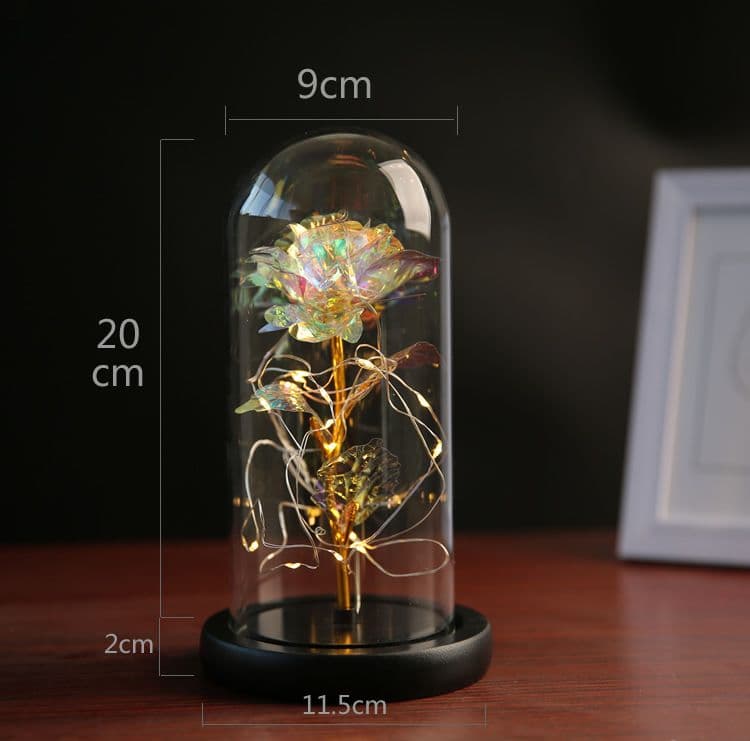 永久に花のガラスの中の金箔のバラバレンタインデークリスマス贈り物