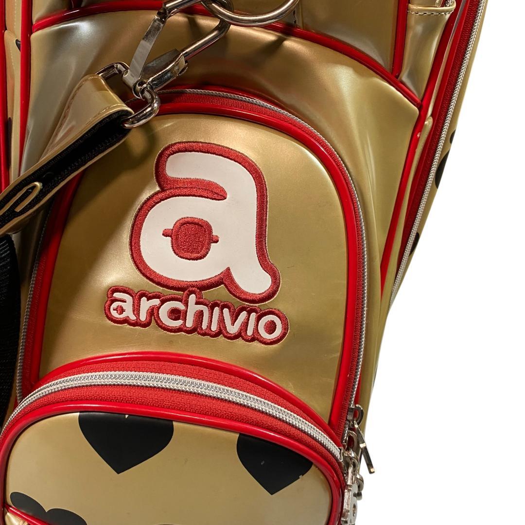 ARCHIVIO アルチビオ フード付き キャディバッグ ゴールド 総柄 ゴルフ