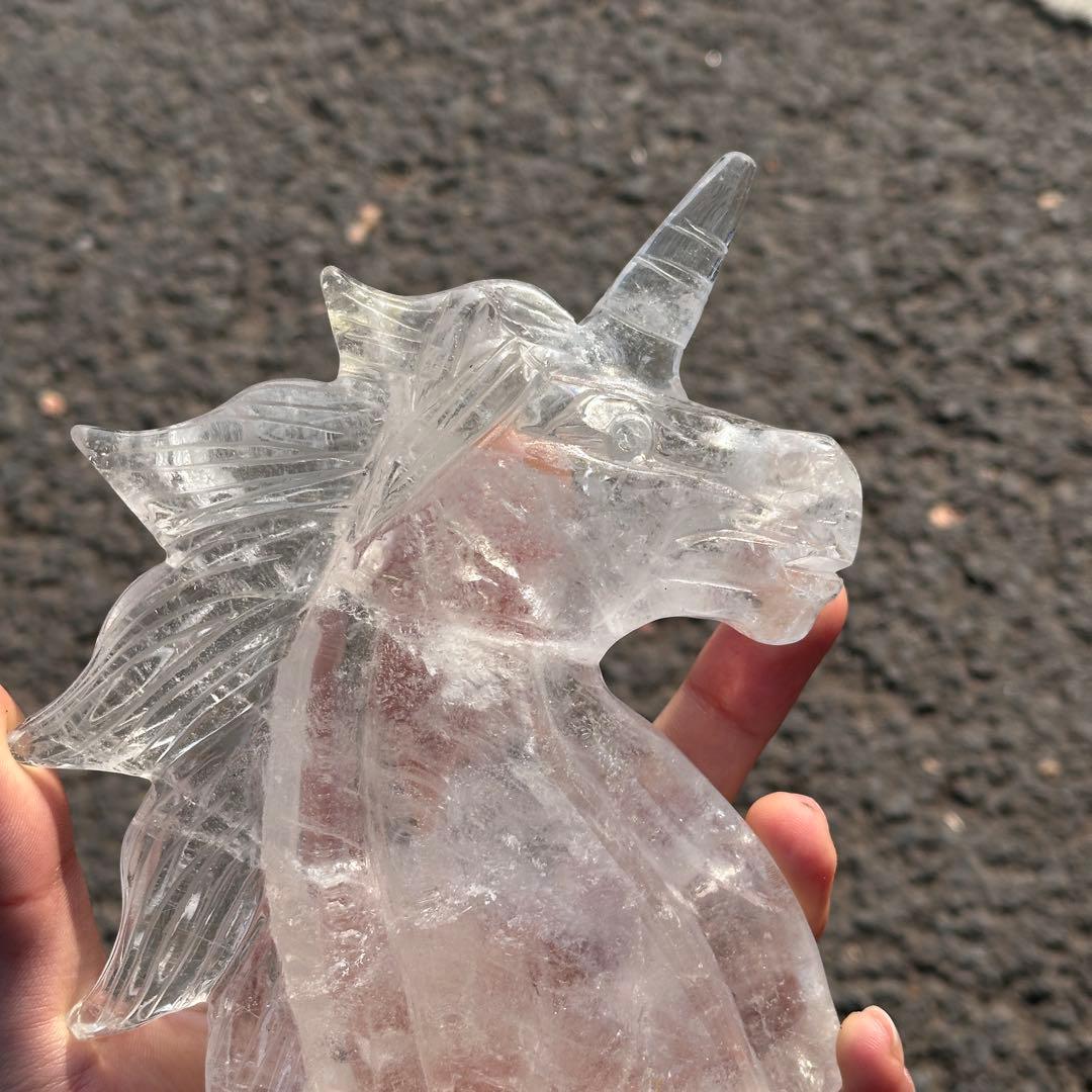 天然石水晶のユニコーン　置物ご購入前に在庫確認必要G.216