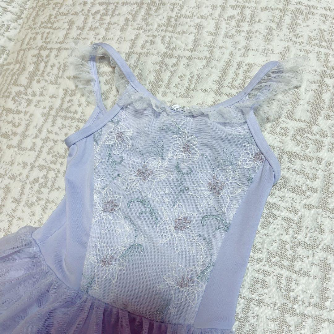チャコット　120 女の子　レオタード　ラベンダー　チュチュ　スカート付き花柄