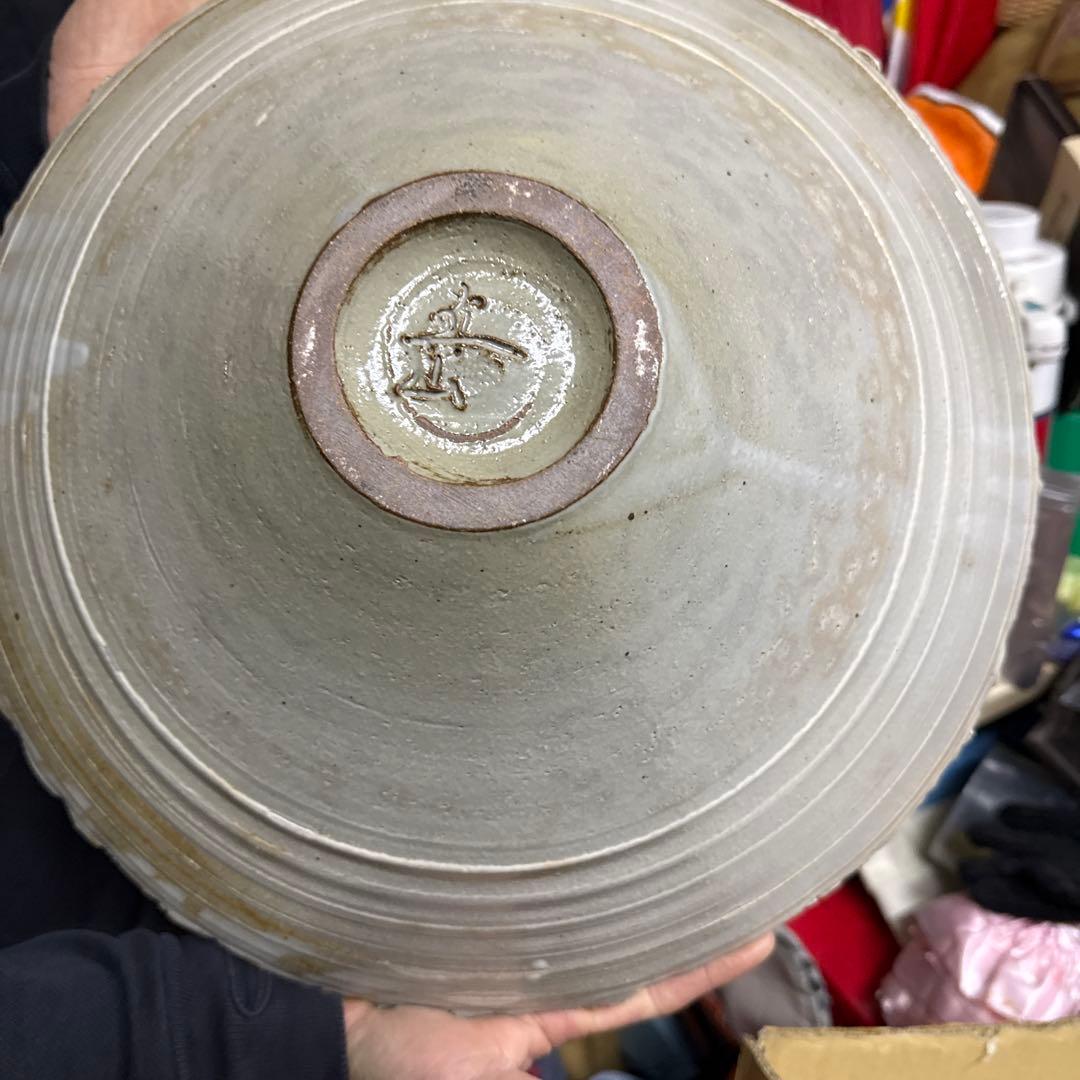 クリアホワイト波状模様陶器ボウル 約41cm