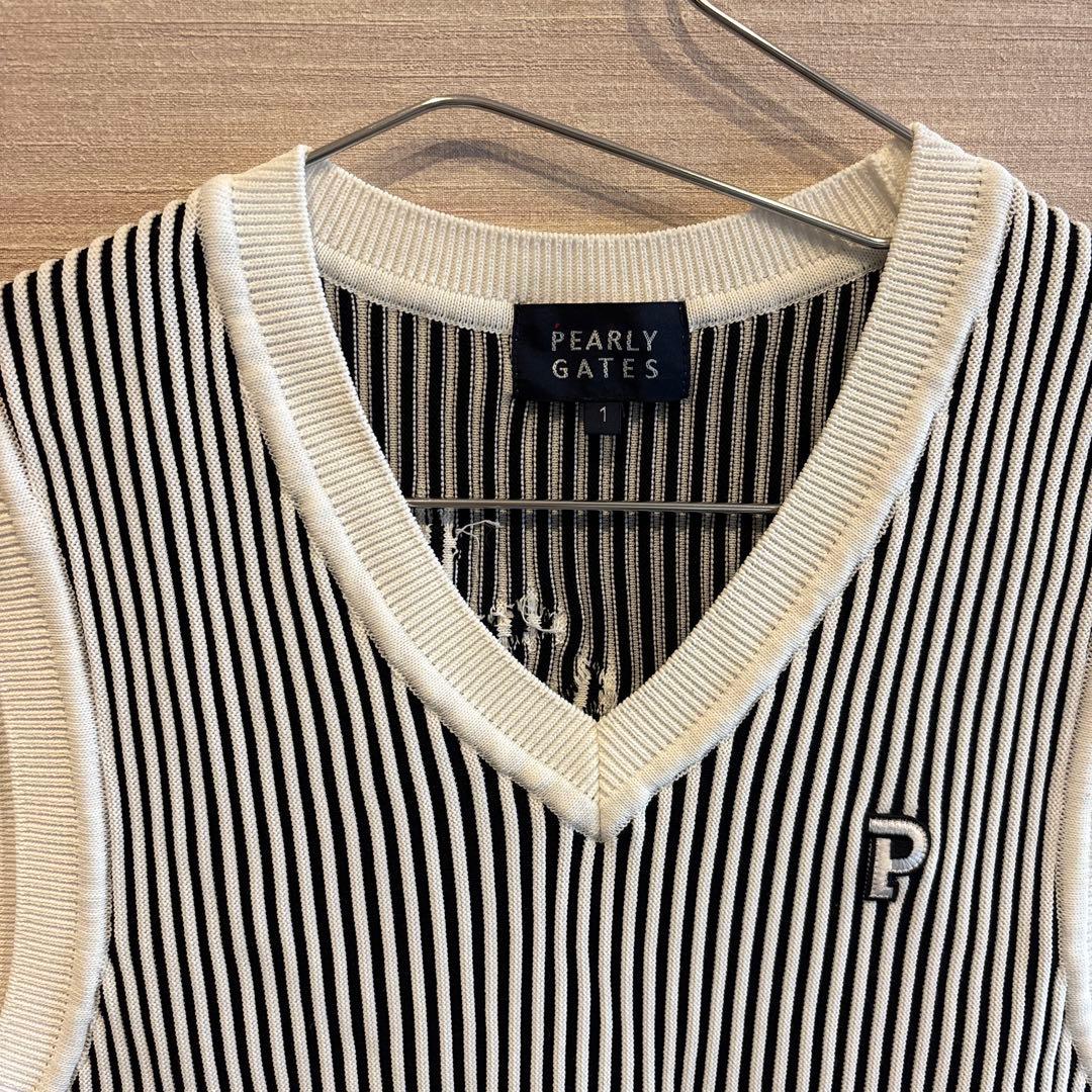 【未使用・美品】PEARLY GATES ストライプ ニットベスト
