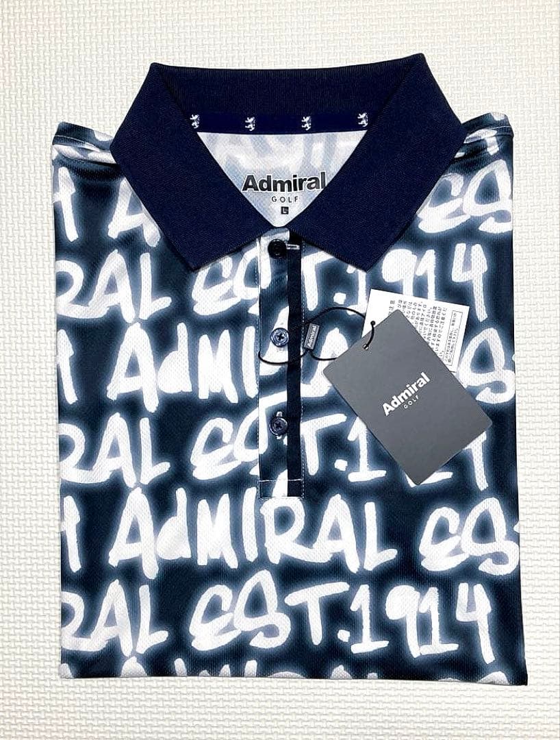 アドミラル スプレーロゴプリント ポロシャツ（NAVY／L）