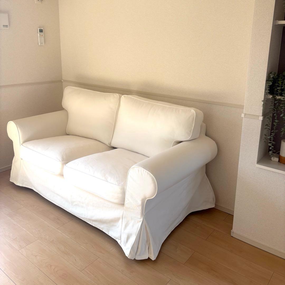 廃盤希少！IKEA EKTORP白2人掛け ソファカバー綺麗で可愛い清潔感✨