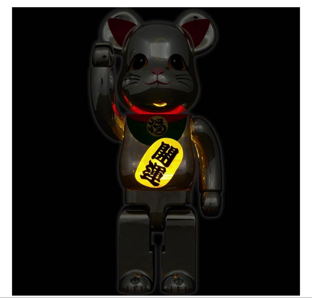 BE@RBRICK 招き猫 開運 銀メッキ 発光 400％