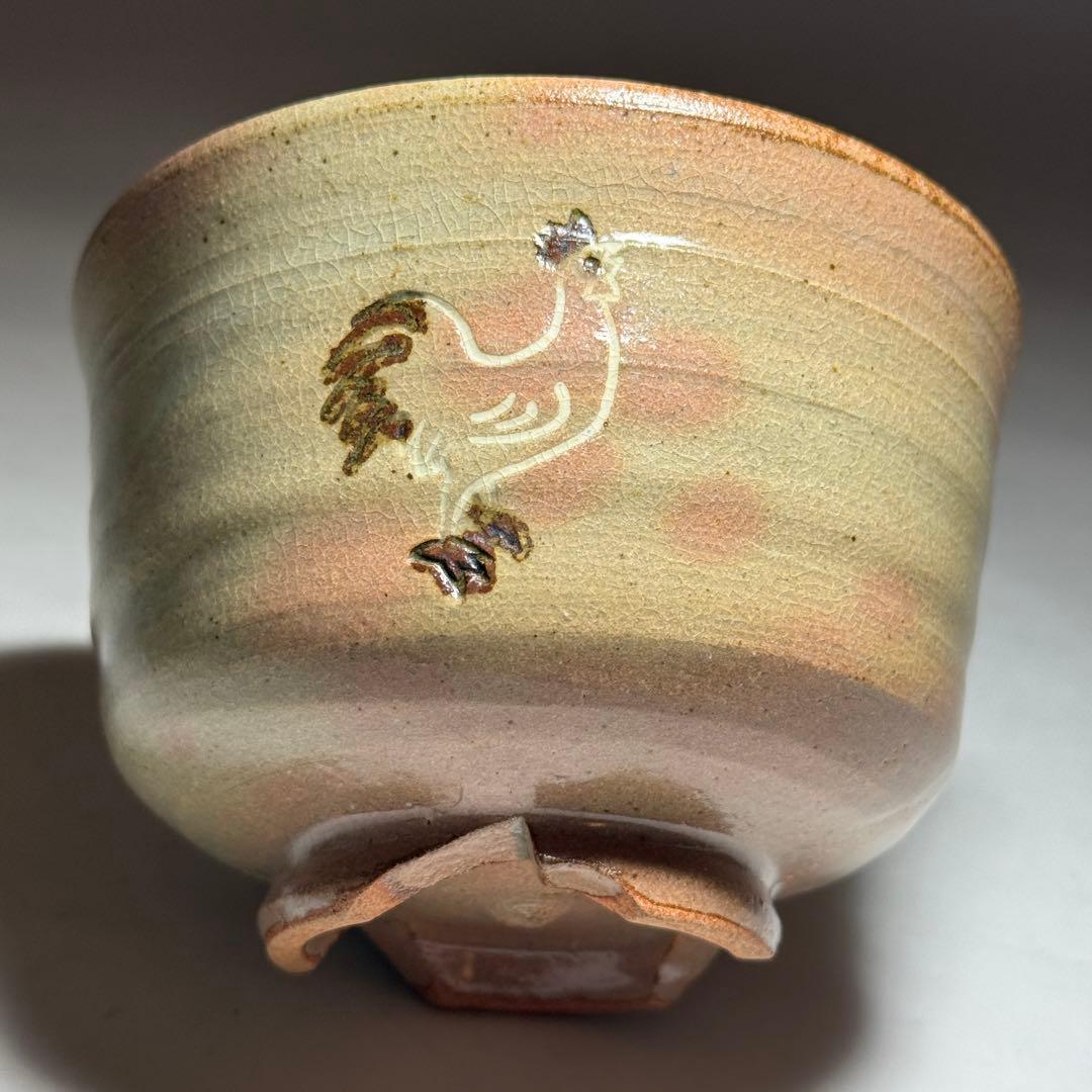 ◆御本手酉絵茶碗 桃山窯【林英仁】作 割高台 四方桟共箱・共布・栞付 茶道具◆