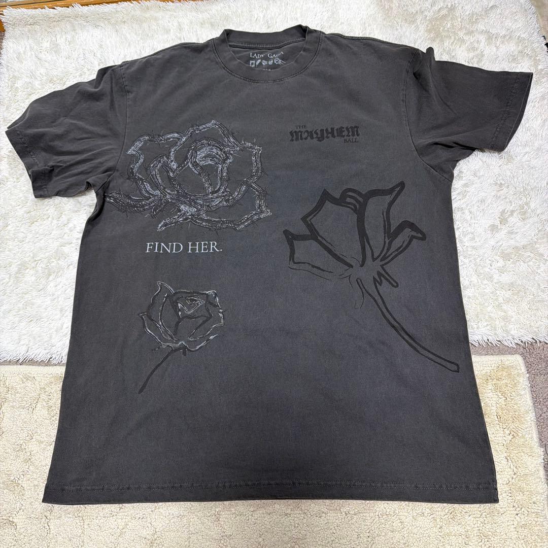 レディガガ　LADY GAGA ツアーTシャツ XLサイズ　薔薇