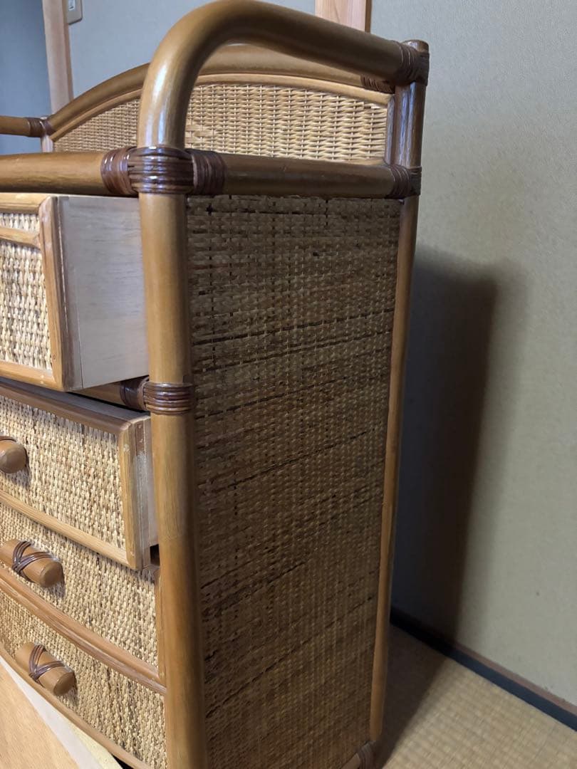 藤家具　ラタン5段チェスト