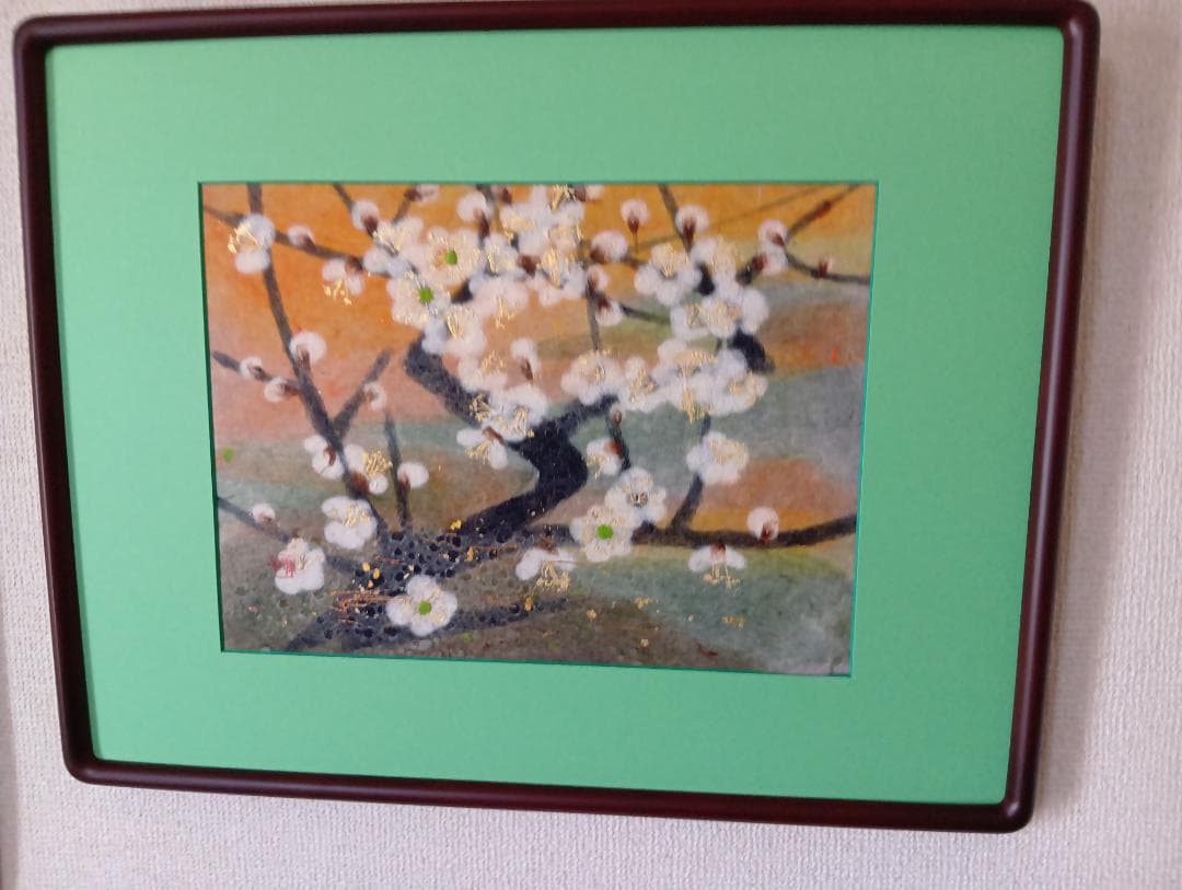 梅の花 はり絵 作品 和紙 安藤繁和 日本伝統工芸正会員