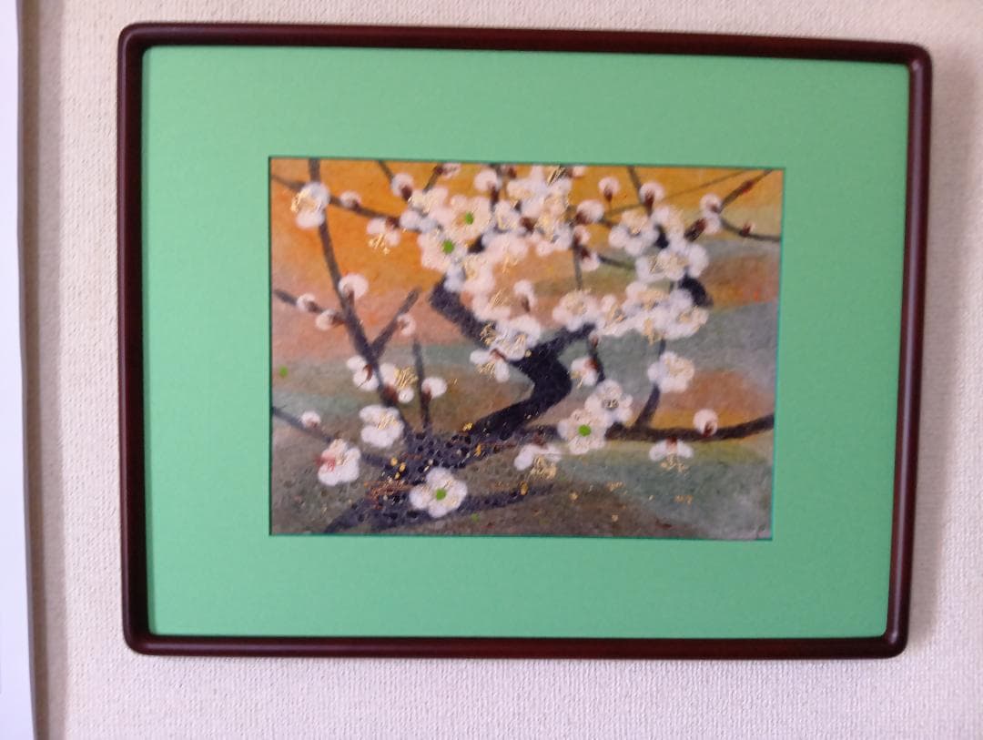梅の花 はり絵 作品 和紙 安藤繁和 日本伝統工芸正会員