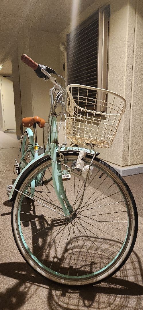 ミントグリーン シティサイクル バスケット付き