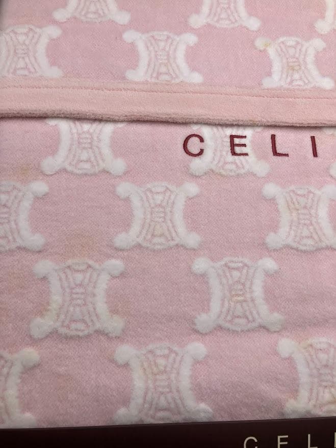 【未使用】　CELINE 綿毛布　140×200㎝　ピンク