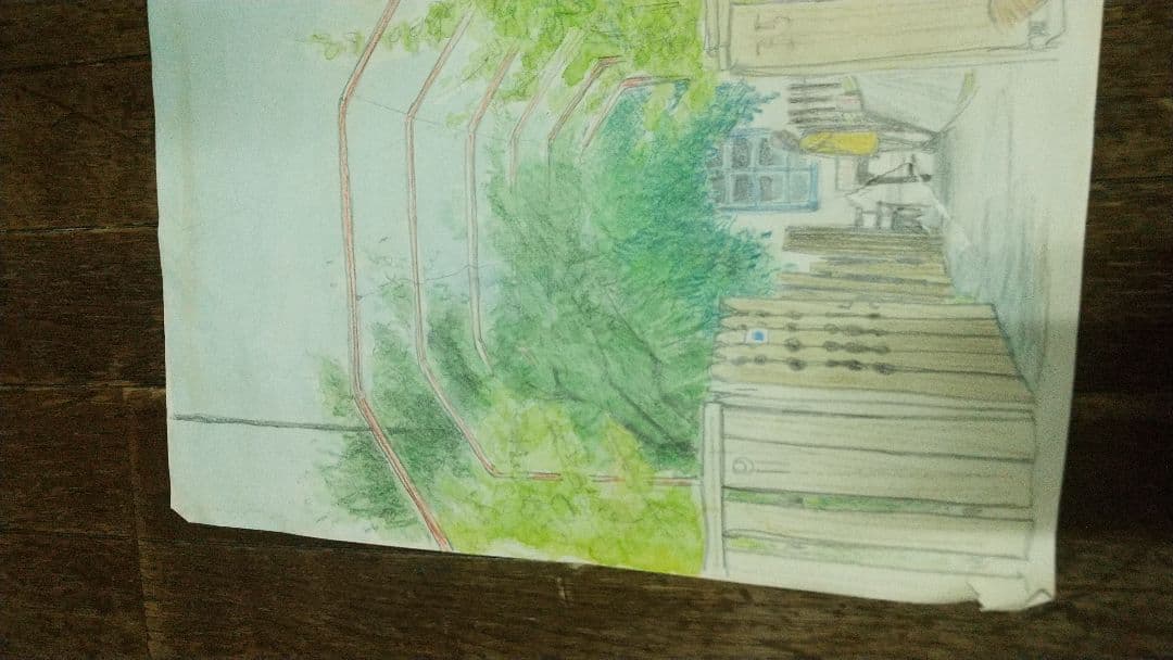 日本画家　丸山石根　民家　写生　破れ穴あり　ルーマニア？