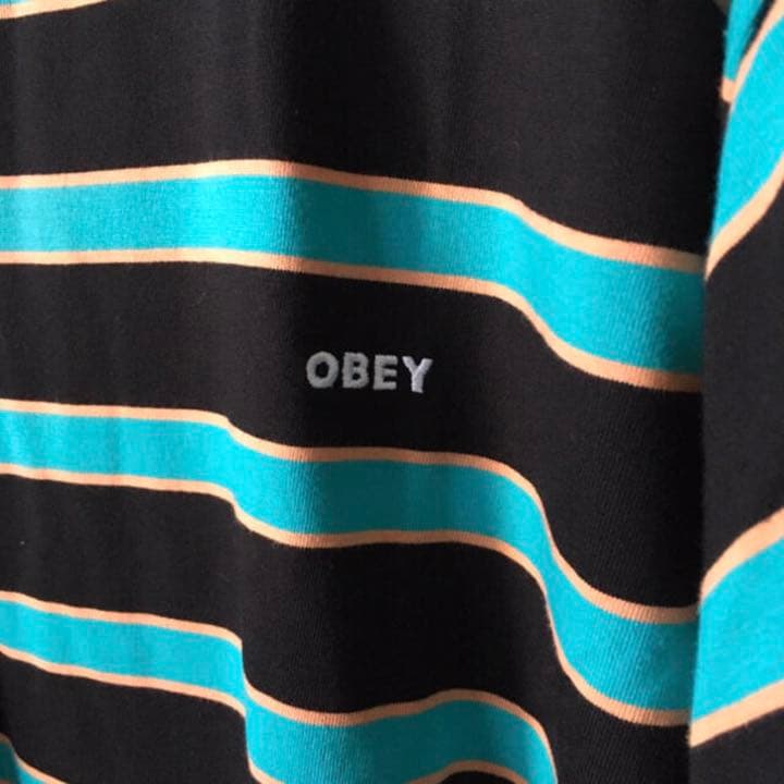 OBEYオベイUS限定オーガニックコットンボーダーTシャツＭ