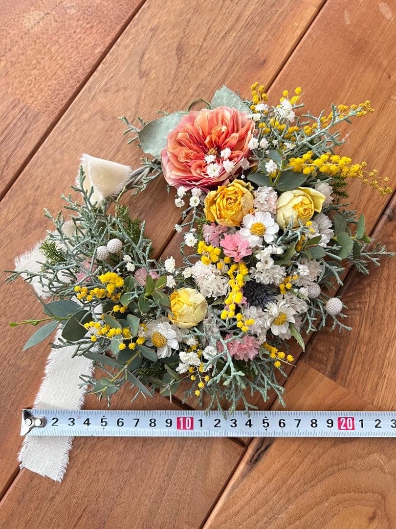 薔薇　ミモザ　ナチュラル　ドライフラワー　リース