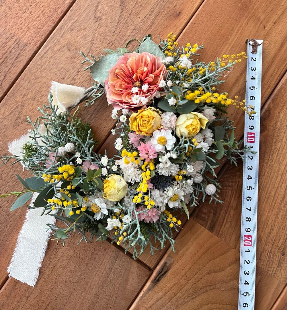 薔薇　ミモザ　ナチュラル　ドライフラワー　リース