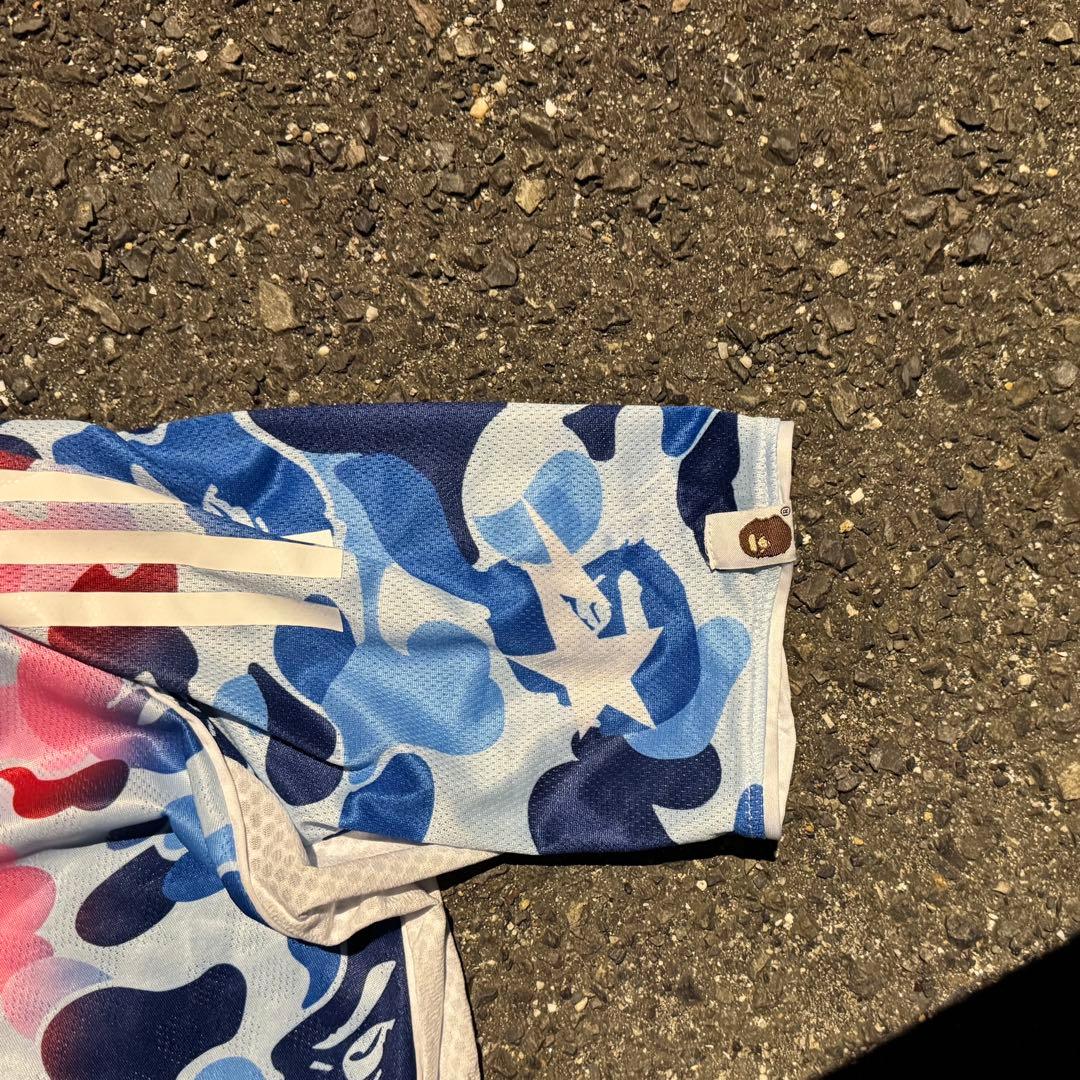 BAPE × adidas コラボ カモ ゲームシャツ トリコロール S 希少